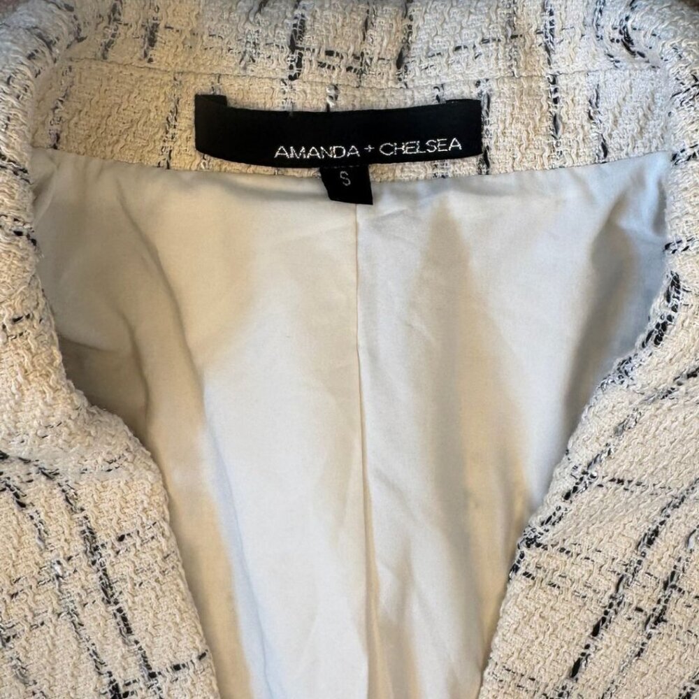 NWOT Amanda & Chelsea Single Button Boucle Blazer Jacket  in Natural Size Small - Picture 4 of 5